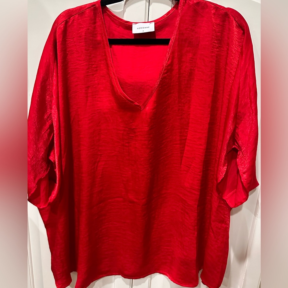 Adrienne tunic top blouse generous red medium